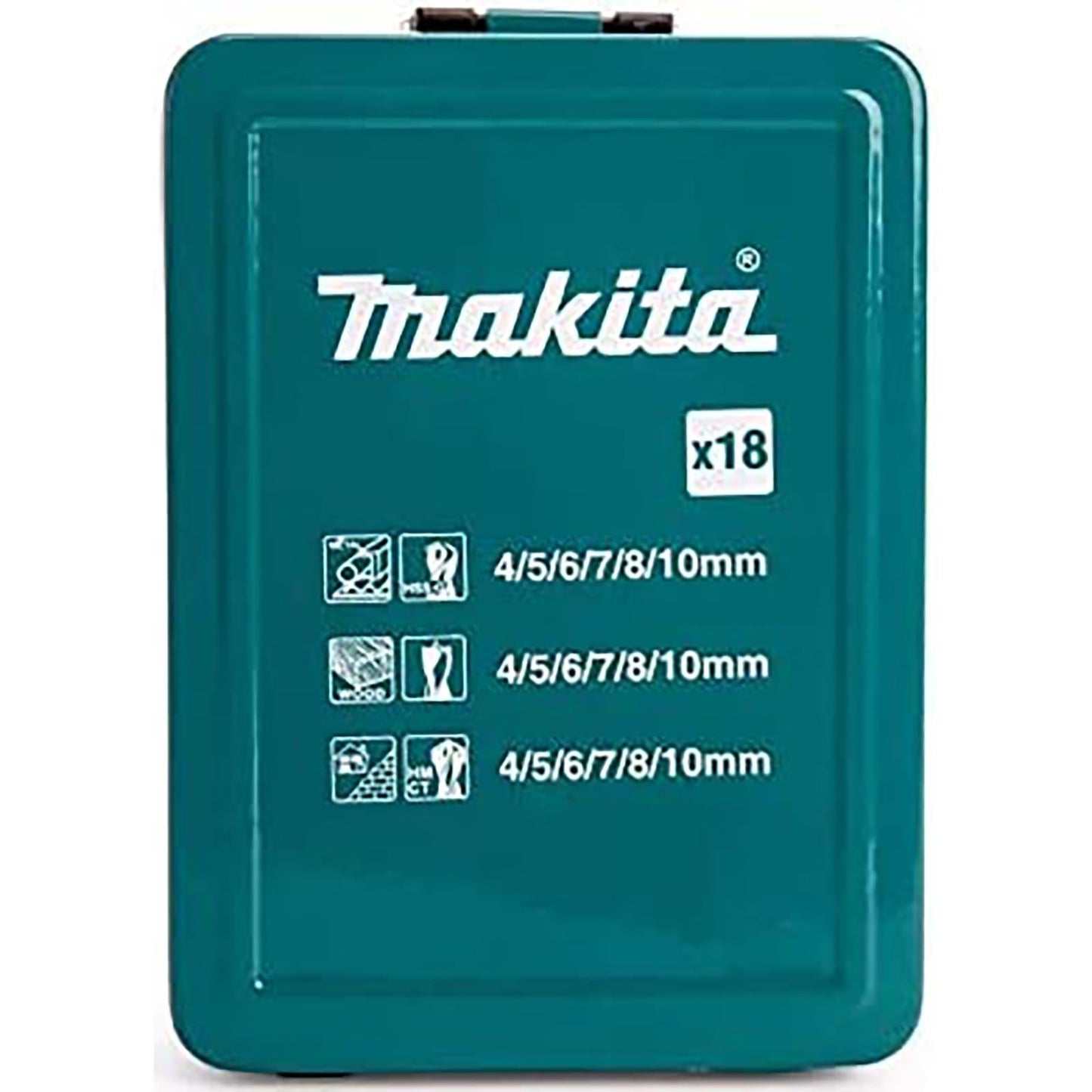 Makita Drill Bit Set (18pc) ā Wood, Masonry & Metal ā 4ā10mm with Case